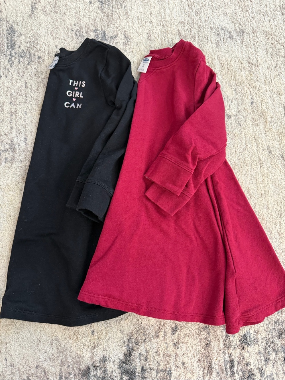 Old Navy Black & Burgundy Long Sleeve Swing Dresses